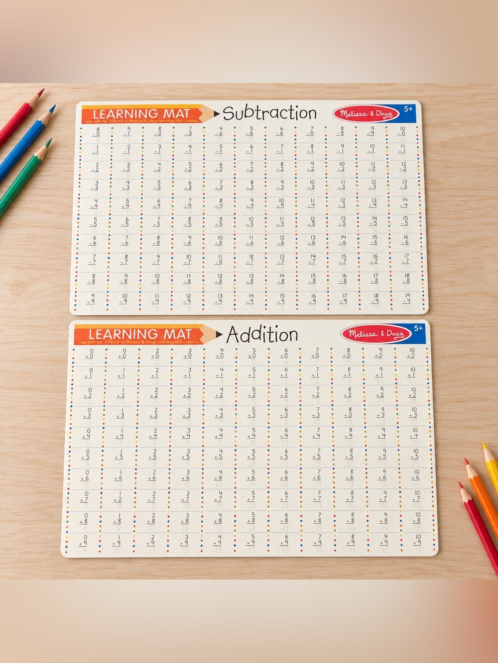 Melissa & Doug Addition Subtraction Learning Mats Set of 2 Ages 5+